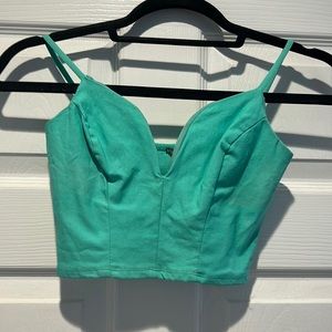 Turquoise Blue Plunge Crop Top